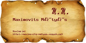 Maximovits Mátyás névjegykártya
