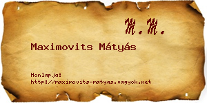 Maximovits Mátyás névjegykártya